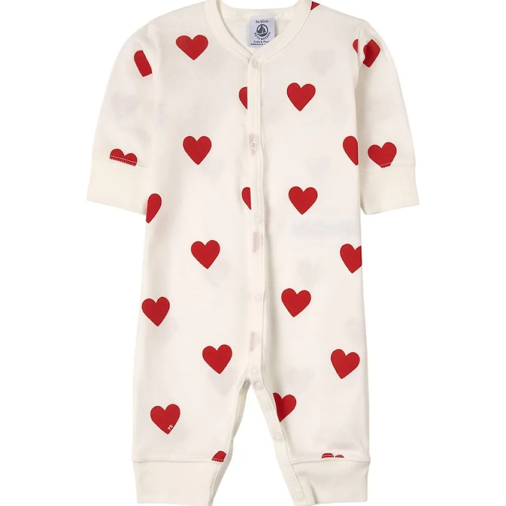 Hjärtmönstrad Bodysuit Vit>Petit Bateau Outlet