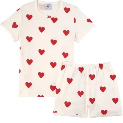 Hjärtmönstrad Pyjamas Vit>Petit Bateau