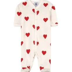 Hjärtmönstrad Sparkdräkt Gräddvit>Petit Bateau Sale