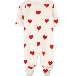 Hjärtmönstrad Sparkdräkt Gräddvit>Petit Bateau Sale