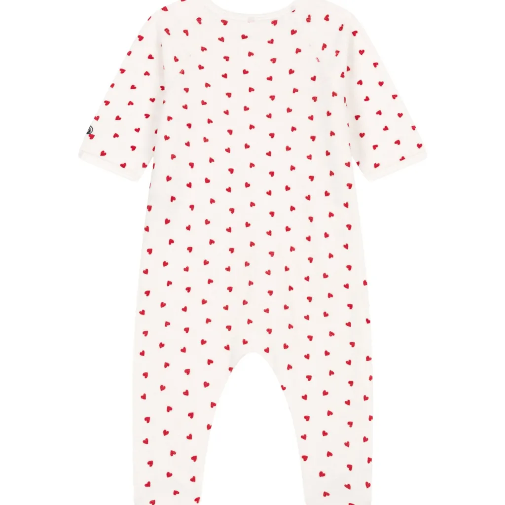 Hjärtmönstrad Velour Onesie Marshmallow Terkuit>Petit Bateau Hot