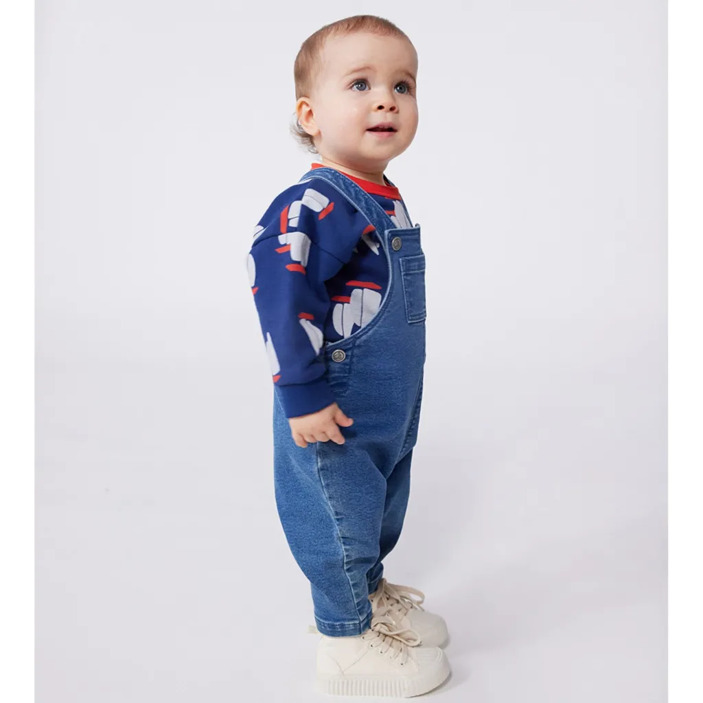 Hängselbyxor I Denim Bleu Delave>Petit Bateau Best