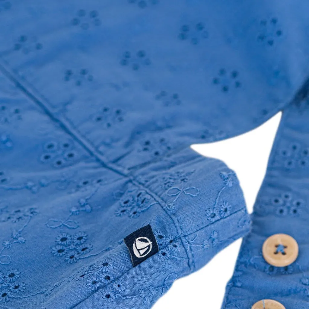 Hängselshorts Med Anglaise-brodyr Blå>Petit Bateau Best