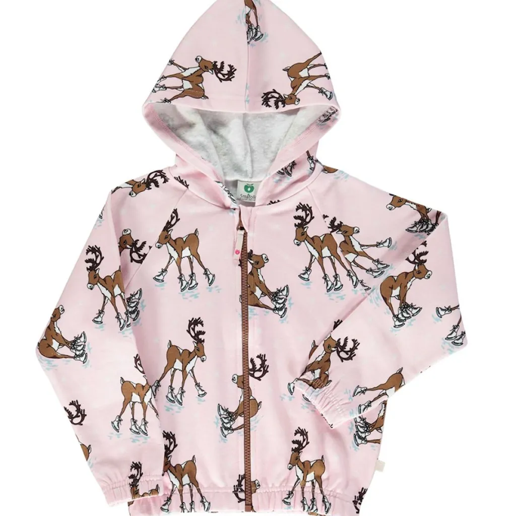 Hoodie with reindeer Icy Pink>Småfolk New