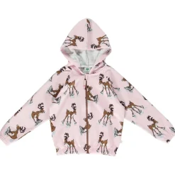 Hoodie with reindeer Icy Pink>Småfolk New