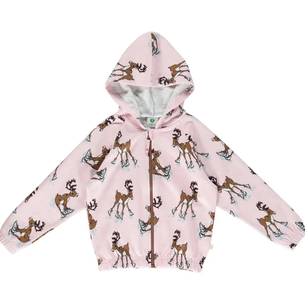 Hoodie with reindeer Icy Pink>Småfolk New