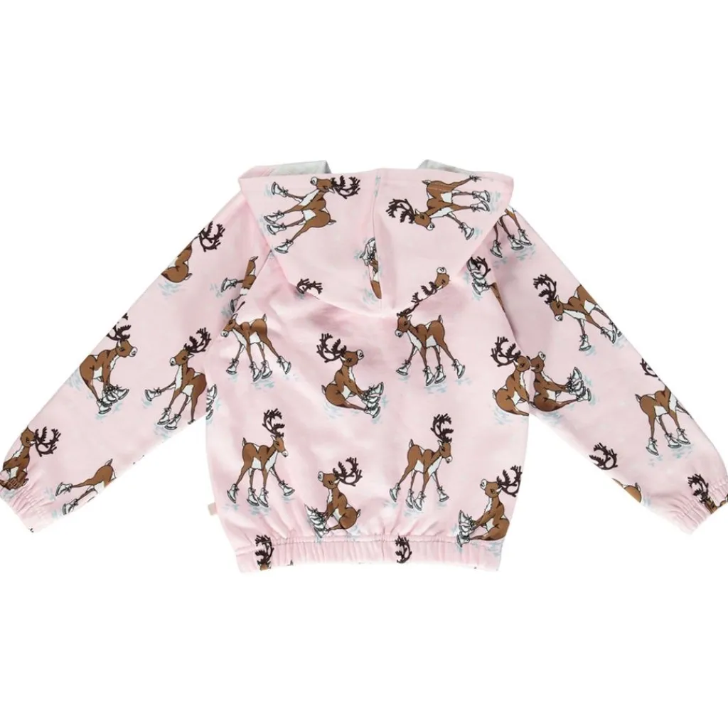 Hoodie with reindeer Icy Pink>Småfolk New