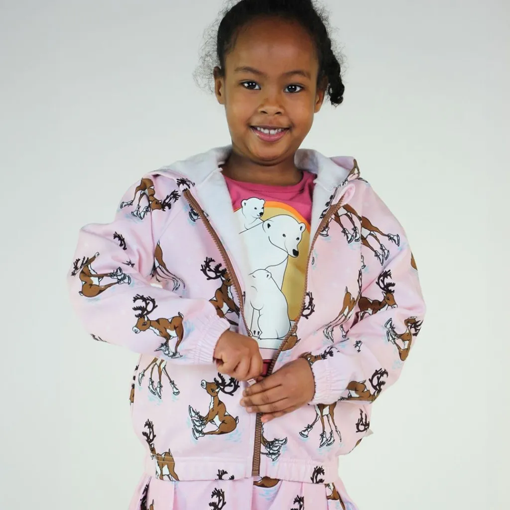 Hoodie with reindeer Icy Pink>Småfolk New