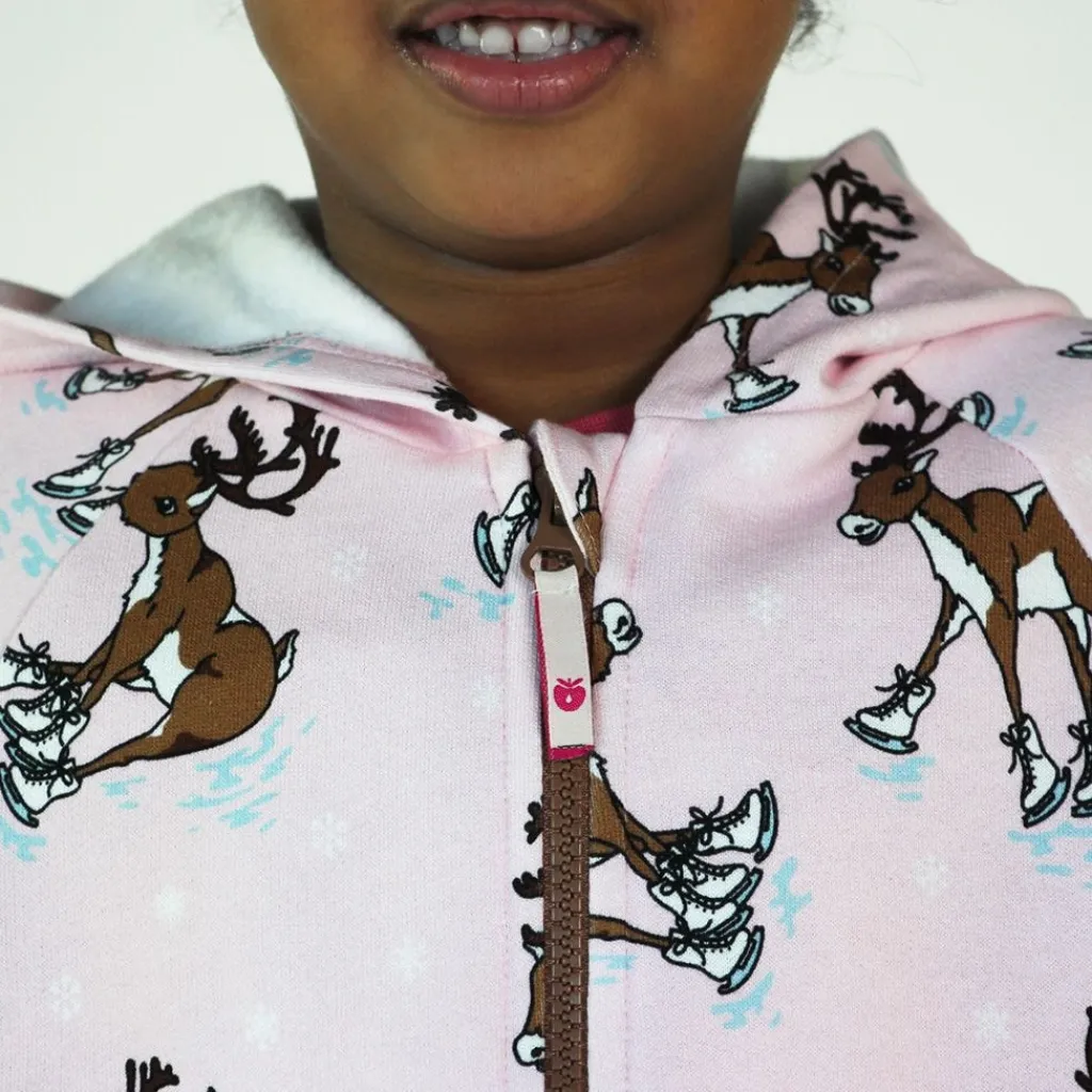 Hoodie with reindeer Icy Pink>Småfolk New