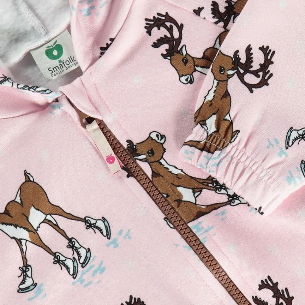 Hoodie with reindeer Icy Pink>Småfolk New