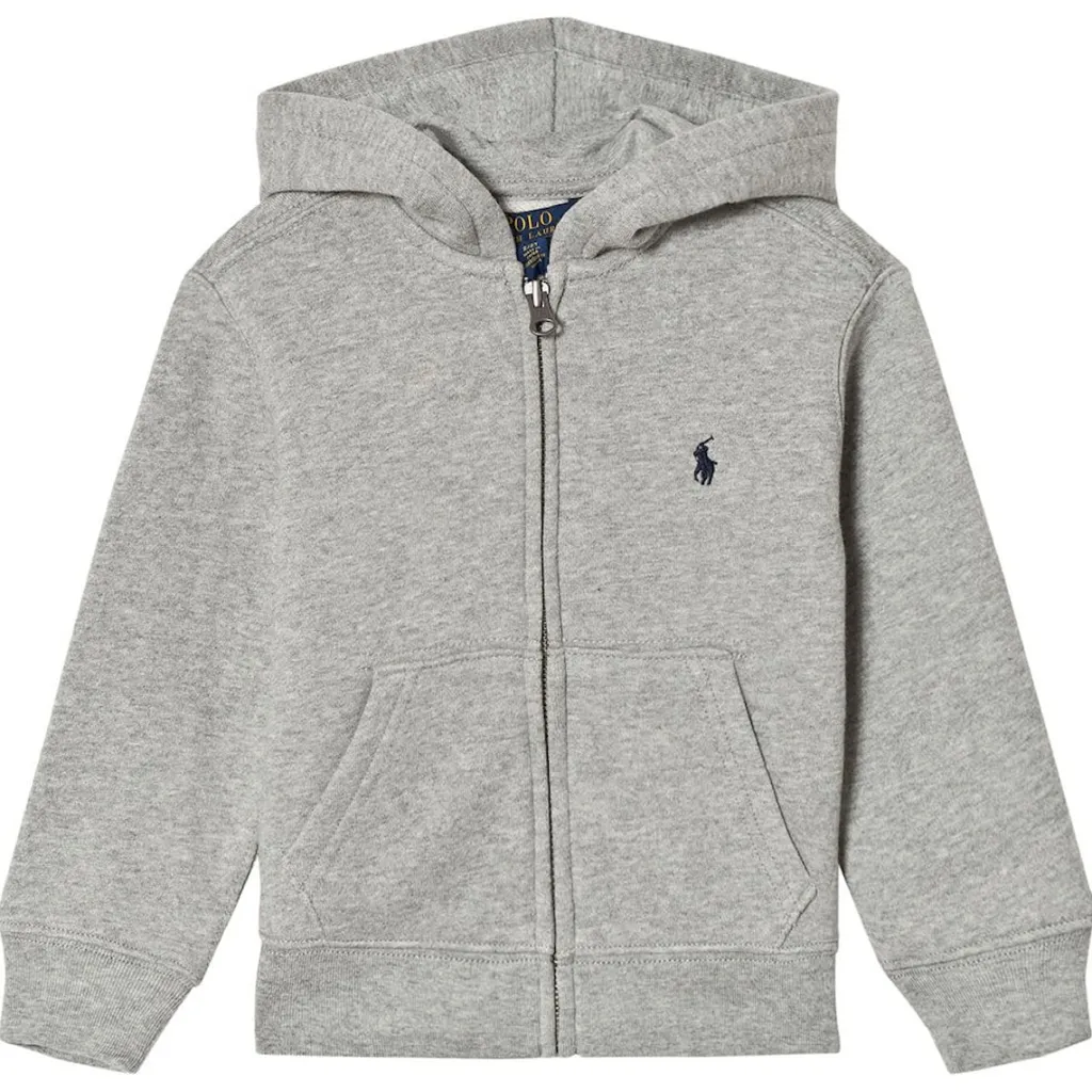 Huvtröja Med Dragkedja I Bomullsfleece Dark Sport Heather>Ralph Lauren