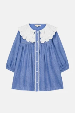 Hyacinte Vävd Klänning Blue Chambray>Louise Misha