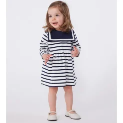Iconic Bretonrandig Klänning Blanc Bleu>Petit Bateau