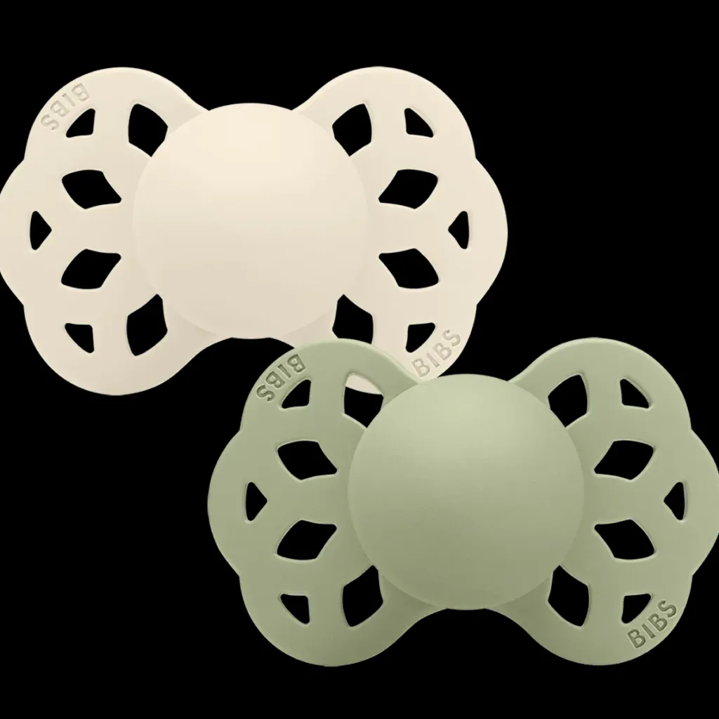 Infinity 2-pack Anatomiska Silikonnappar Ivory Sage>BIBS