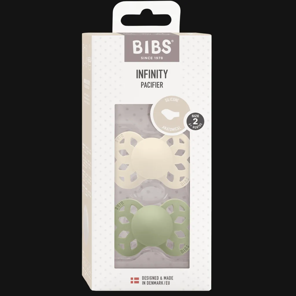 Infinity 2-pack Anatomiska Silikonnappar Ivory Sage>BIBS