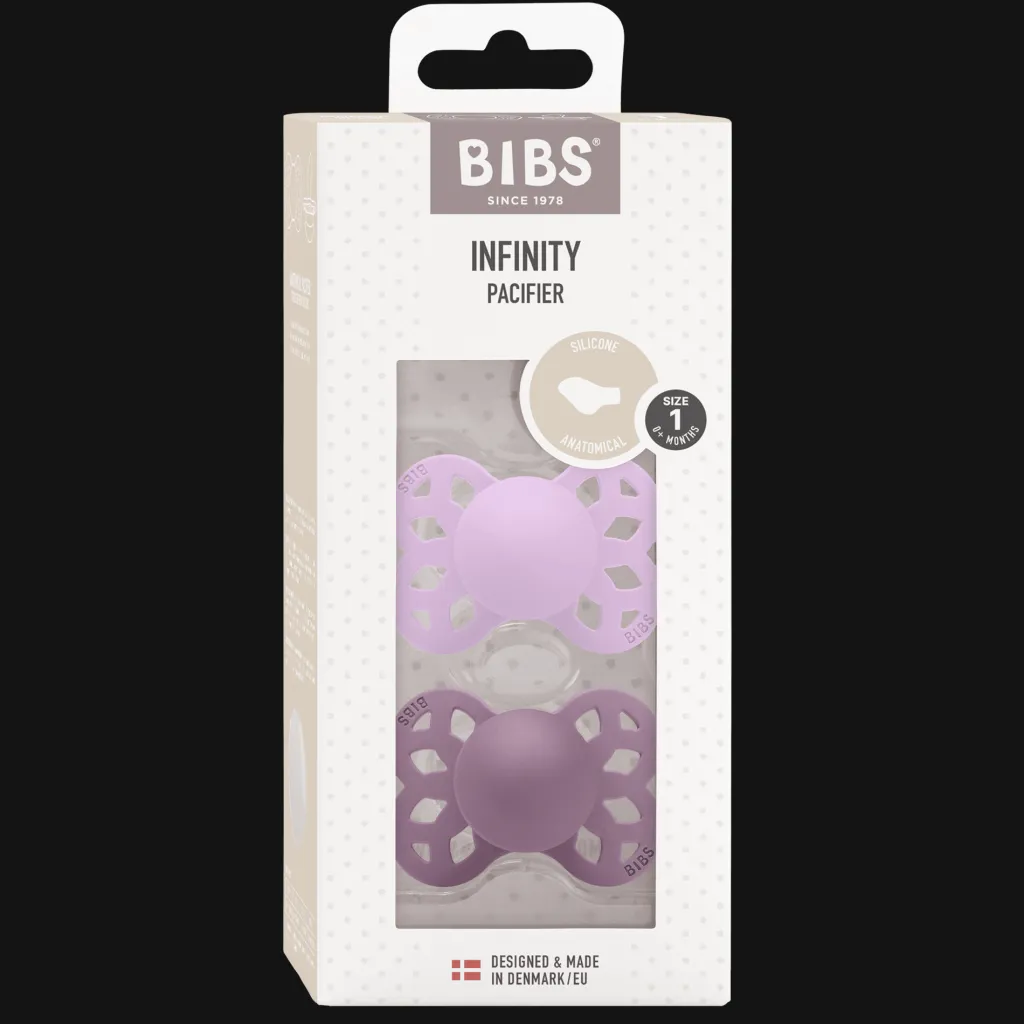 Infinity 2-pack Anatomiska Silikonnappar Violet Sky Mauve>BIBS Discount
