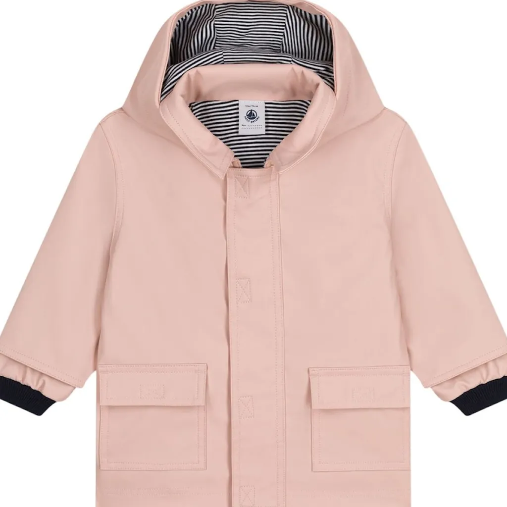 Jersey-fodrad Regnjacka Ljusrosa>Petit Bateau Clearance