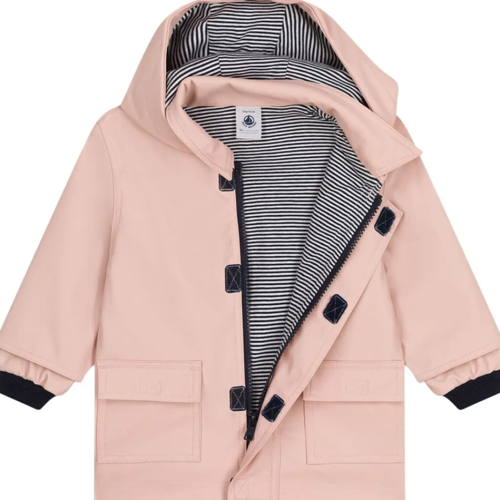 Jersey-fodrad Regnjacka Ljusrosa>Petit Bateau Clearance