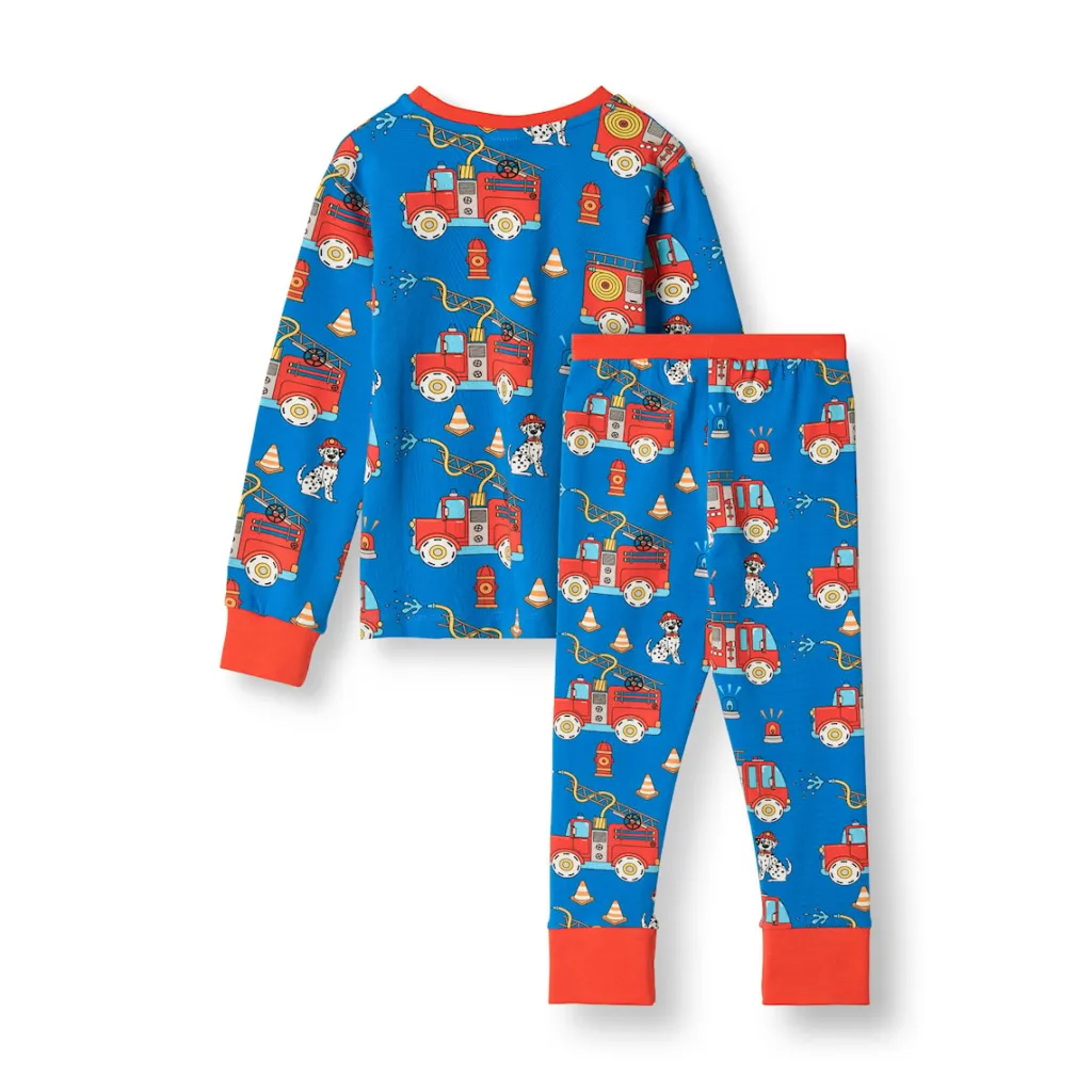Jubilee With Fire Truck Nattkläder Set Brilliant Blue>Småfolk Clearance