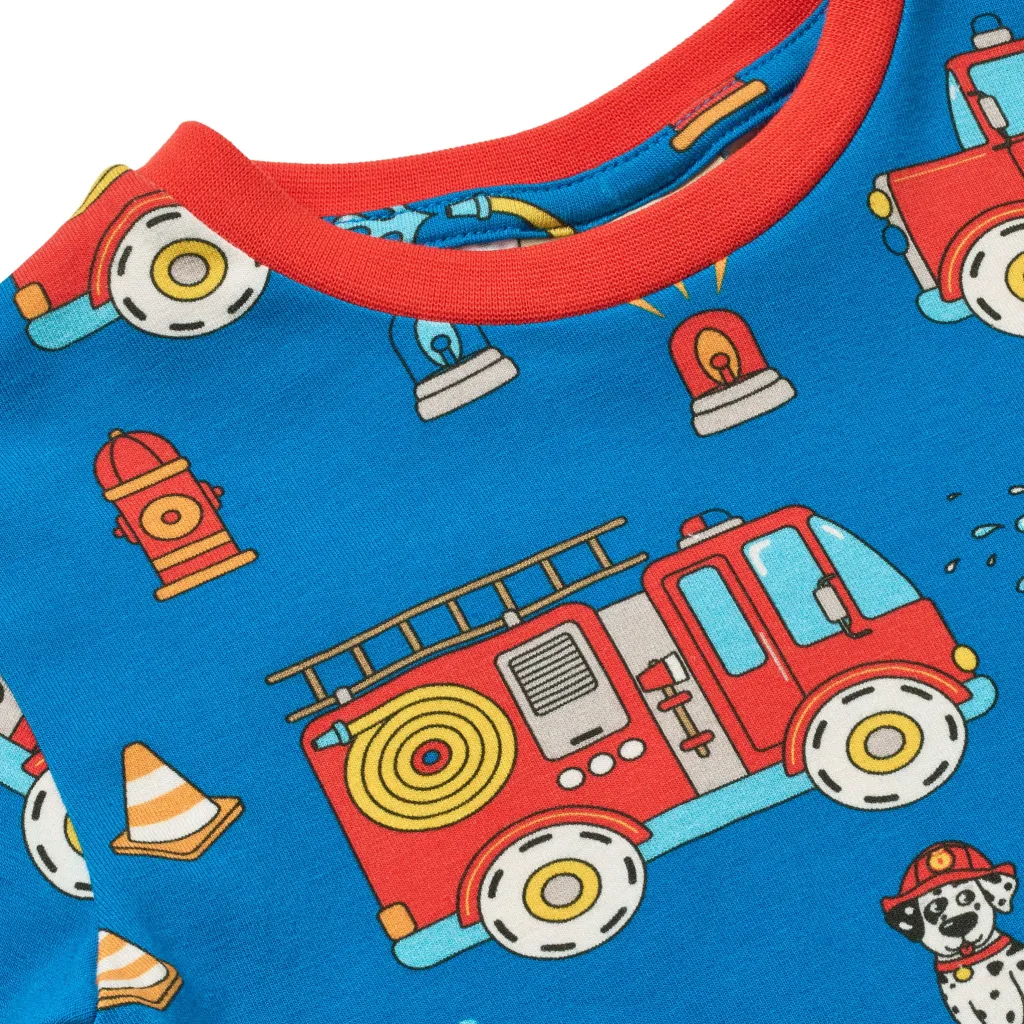 Jubilee With Fire Truck Nattkläder Set Brilliant Blue>Småfolk Clearance