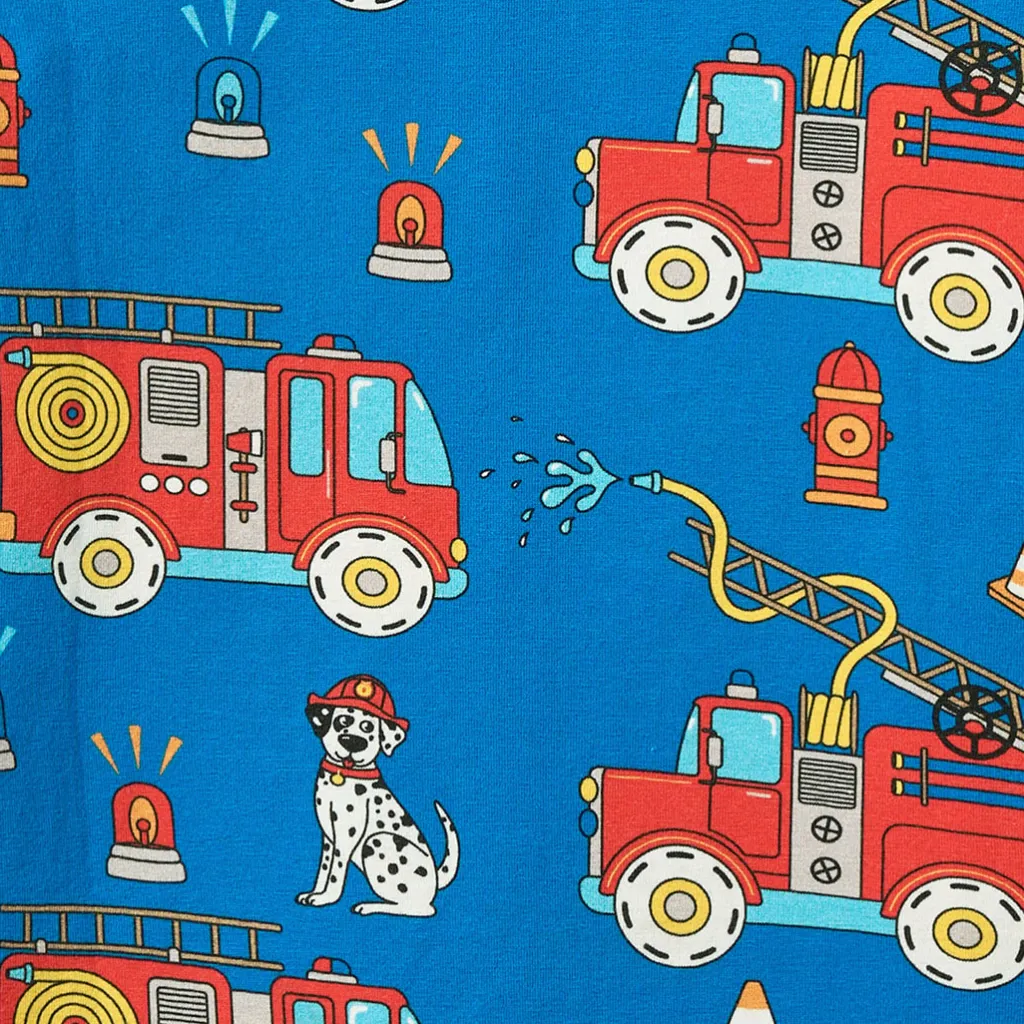 Jubilee With Fire Truck Nattkläder Set Brilliant Blue>Småfolk Clearance