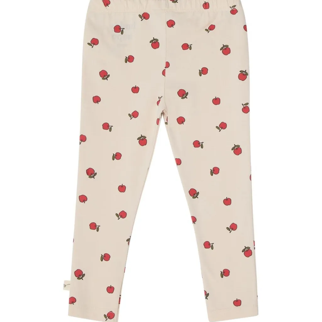 Kalle GOTS Mönstrade Leggings Med Äpplen Gräddvit>Buddy & Hope Discount