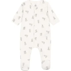 Kanin Mönstrad Rörstickad Onesie Marshmallow Grey>Petit Bateau Best
