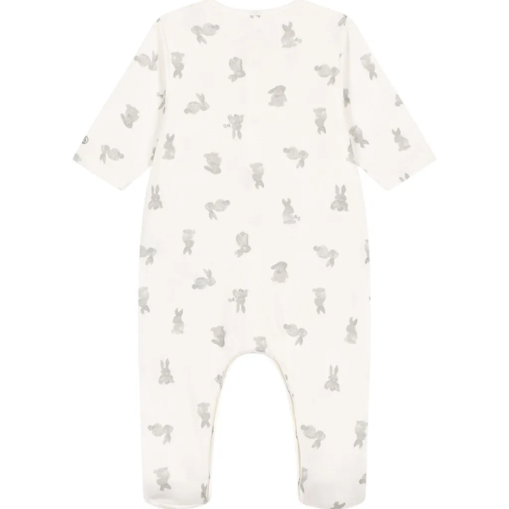 Kanin Mönstrad Rörstickad Onesie Marshmallow Grey>Petit Bateau Best