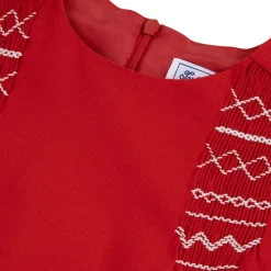 Klänning Med Smockdetaljer Röd><noscript><img width=