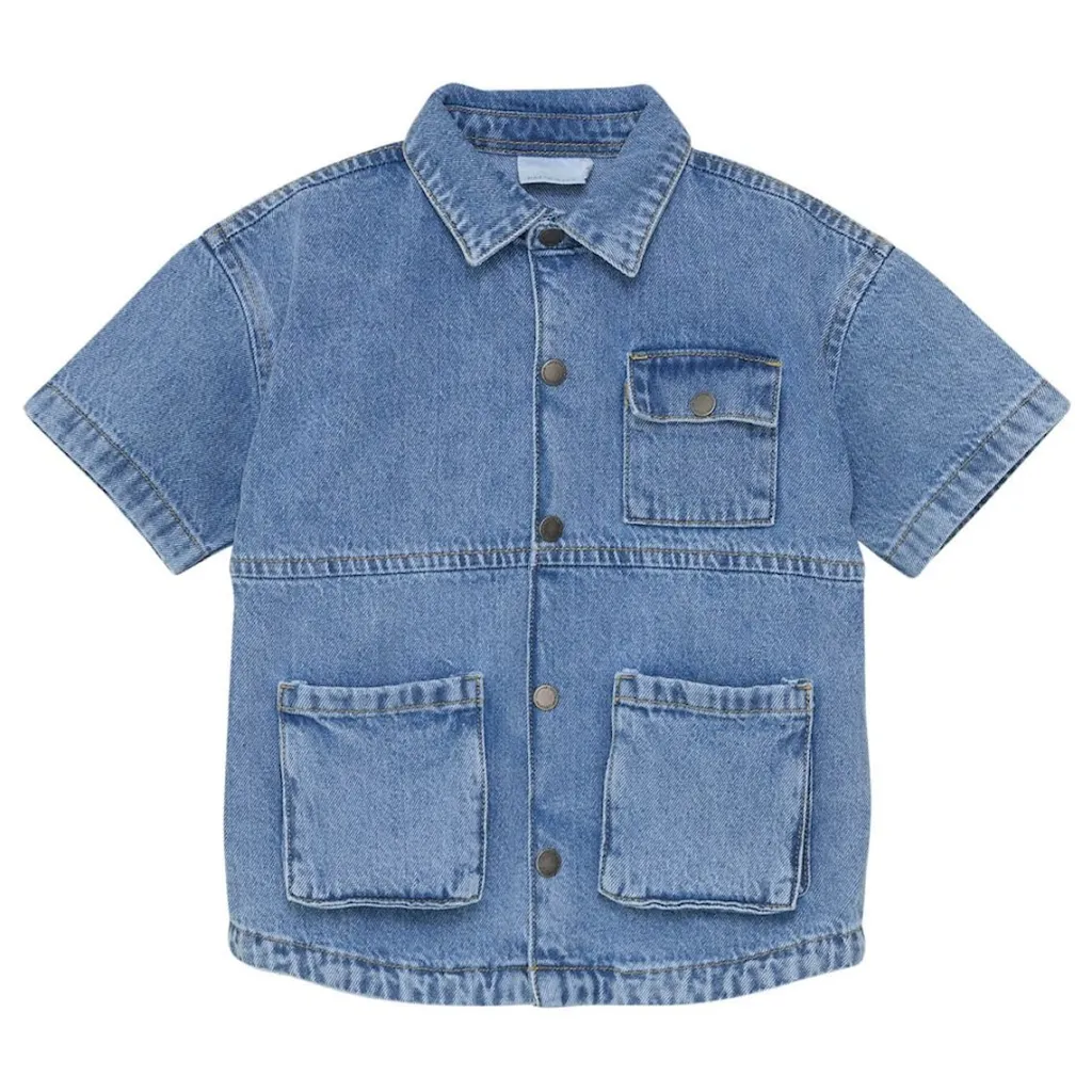 Kortärmad Jeansskjorta Light Denim Blue>EnFant Best
