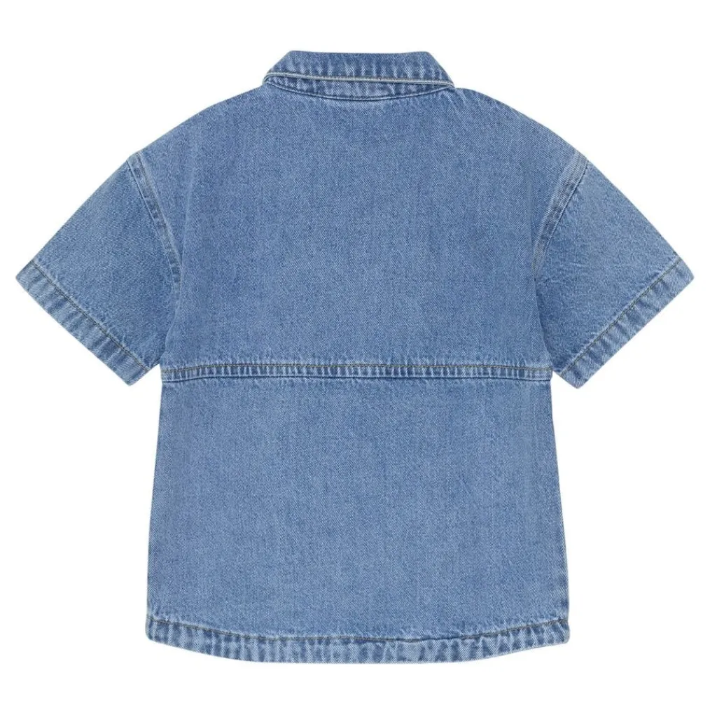 Kortärmad Jeansskjorta Light Denim Blue>EnFant Best