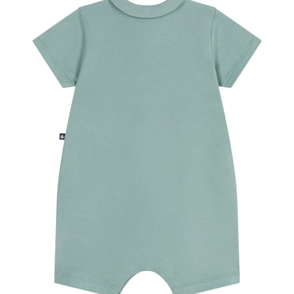 Kortärmad Playsuit Med Krage Vert>Petit Bateau