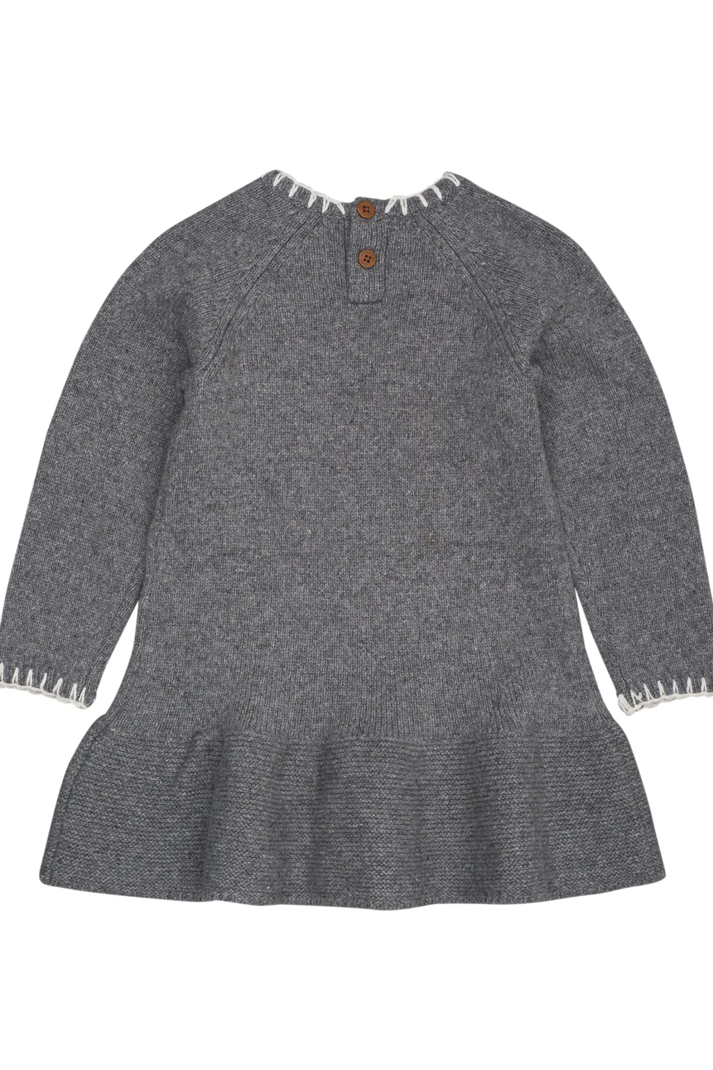 Lambsoolsklänning Med Rosett Dark Grey Cream>Copenhagen Colors