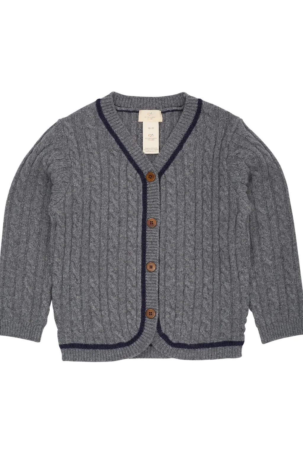 Lambswool Grandad Cardigan Dark Grey Navy>Copenhagen Colors Sale