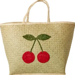 Large Raffia Väska Big Cherry Embroidery>RICE Outlet