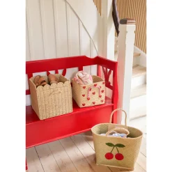 Large Raffia Väska Big Cherry Embroidery>RICE Outlet