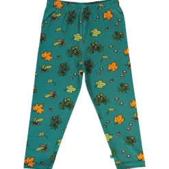 Leggings with Fall leaves Petroleum Green>Småfolk Online