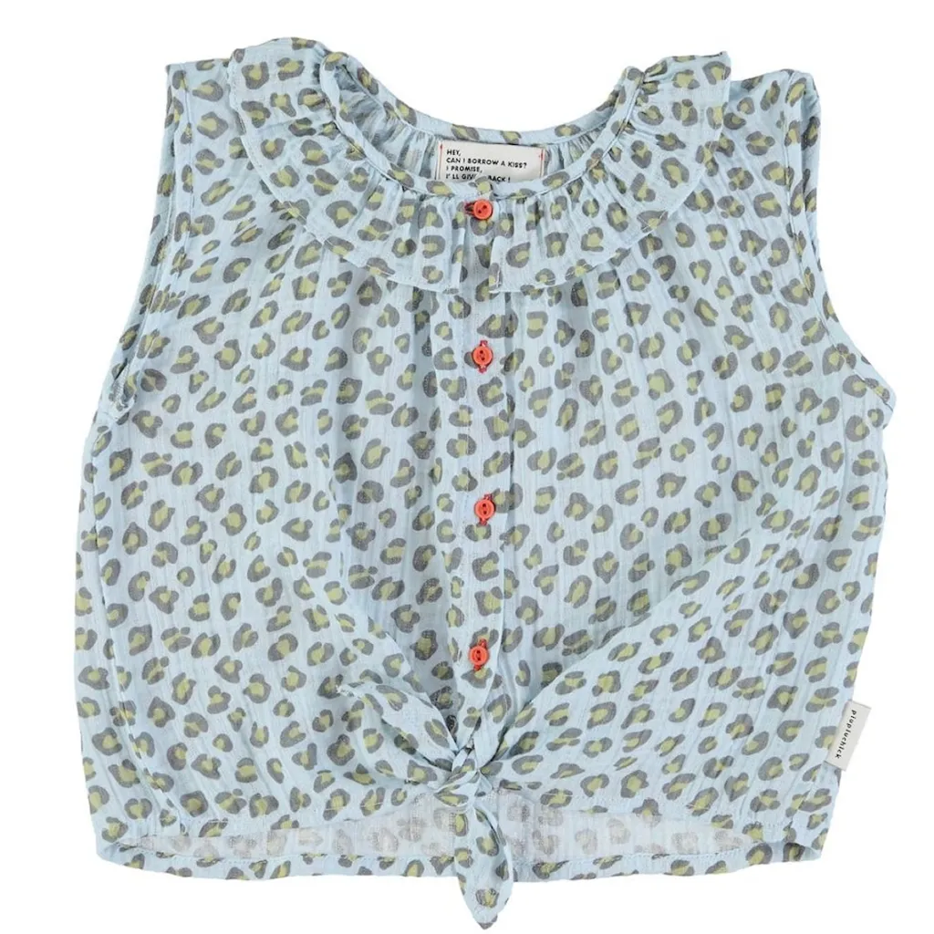 Leopardmönstrad Blus Ljusblå>Piupiuchick New