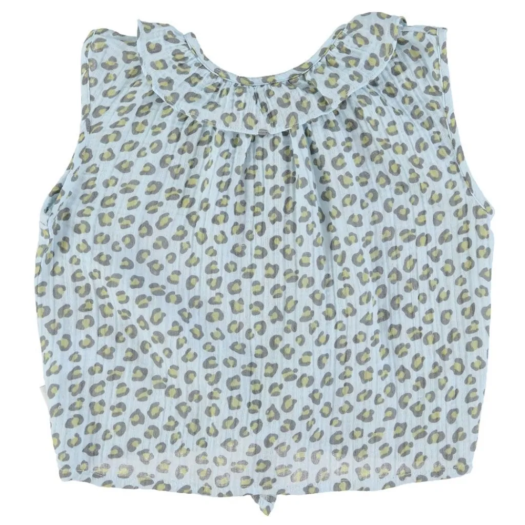 Leopardmönstrad Blus Ljusblå>Piupiuchick New