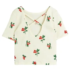 Lingonberries Aop Ballet T-shirt Offwhite>Mini Rodini Sale