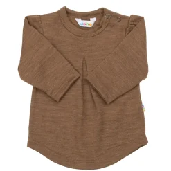 Långärmad Blus I Ull Warm Brown>Joha Clearance