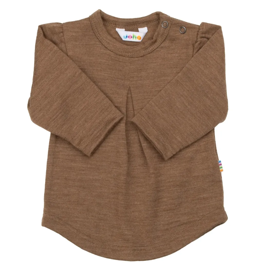 Långärmad Blus I Ull Warm Brown>Joha Clearance