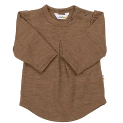 Långärmad Blus I Ull Warm Brown>Joha Clearance