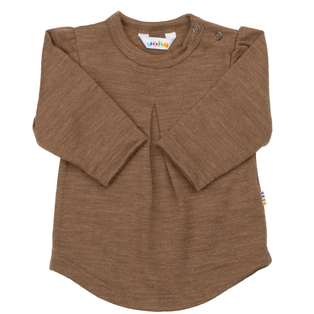 Långärmad Blus I Ull Warm Brown>Joha Clearance