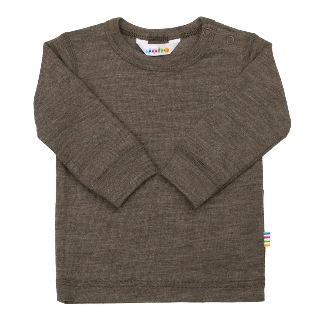 Långärmad Topp I Ull Brown Melange>Joha New
