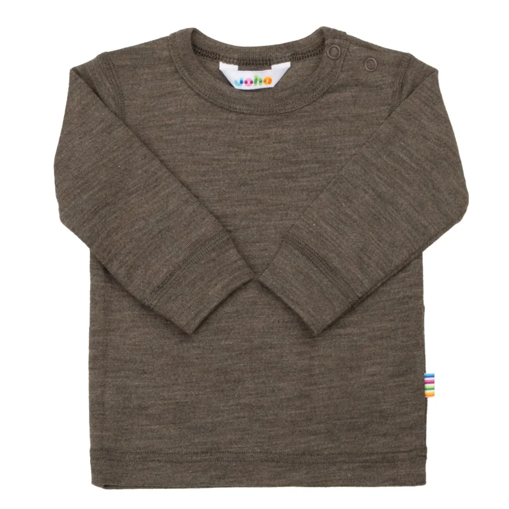 Långärmad Topp I Ull Brown Melange>Joha New