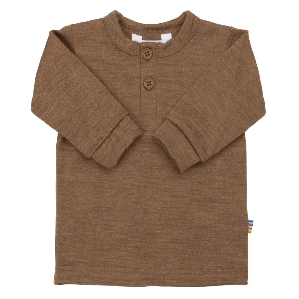 Långärmad Topp I Ull Warm Brown>Joha