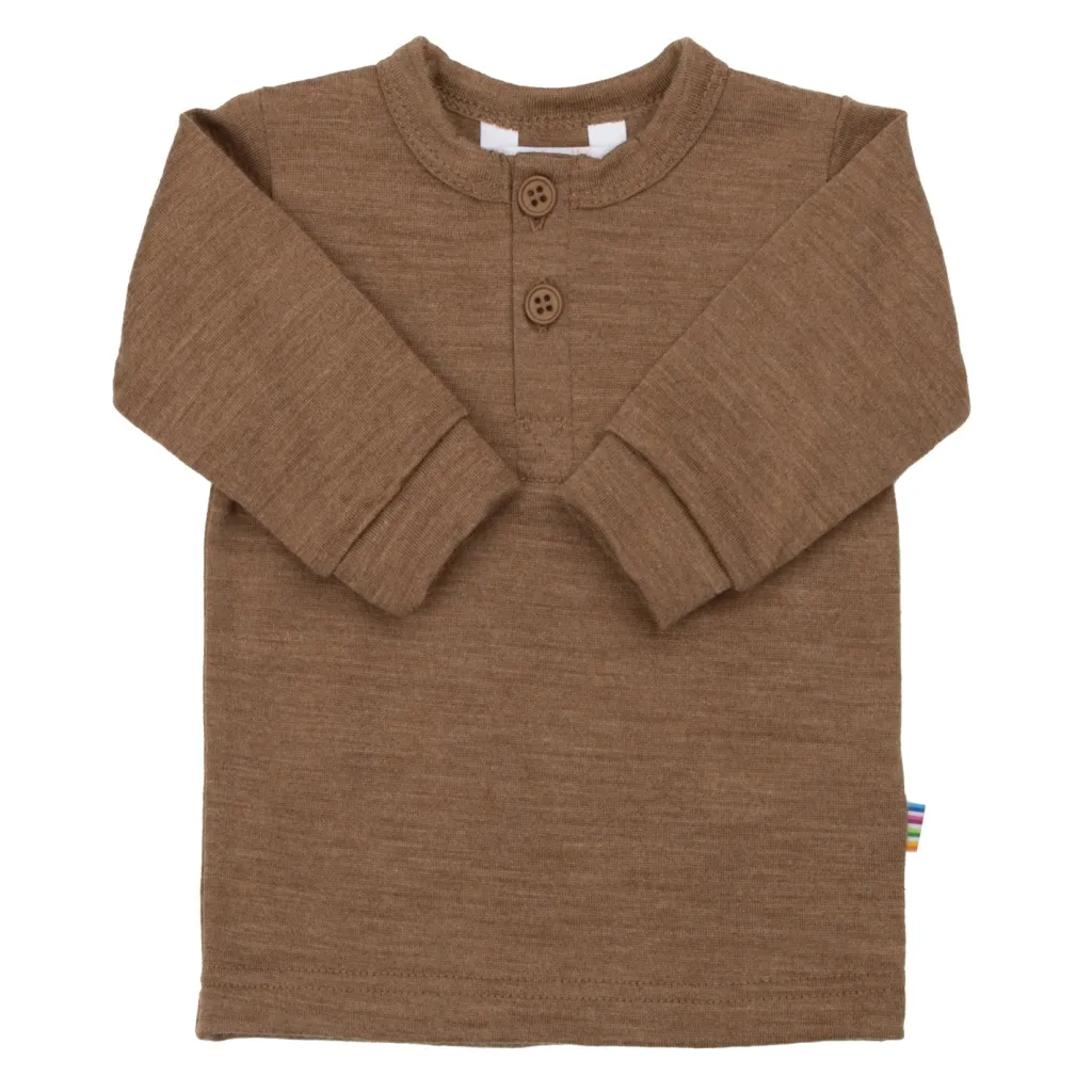 Långärmad Topp I Ull Warm Brown>Joha