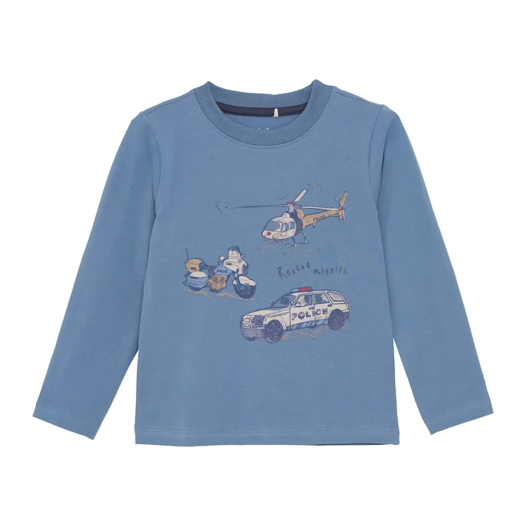 Långärmad T-shirt China Blue>Minymo Hot