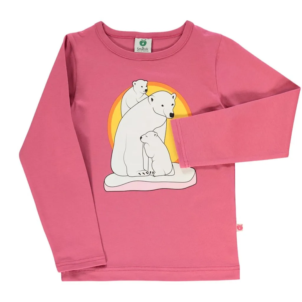 Långärmad T-shirt i Baroque Rose med isbjörnar>Småfolk New